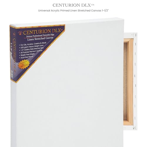 Centurion Deluxe Professional Acrylic Primed Linen Pre-Stretched Canvases, 11oz Linen - 8"x10", Box of 3, 1.5" Deep - Kiln-Dried Stretchers, Back Stapled, Canvas for Painting, Museum Archival Quality - size: 8"x8"
