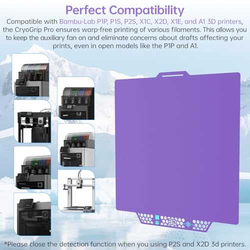 BIGTREETECH BIQU CryoGrip Pro Glacier-Purple for Bambu-Lab P1P/P1S/P2S/X1C/X2D/X1E/A1 3D Printers 257x257MM Panda Build Plate Double Sided Upgrade Removable Surface Platform - style: Glacier-Purple(P1P/P1S/P2S/X1C/X1E/A1)