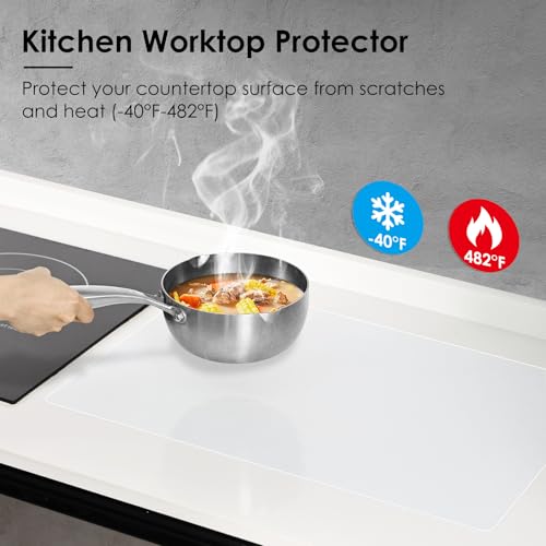Clear Silicone Countertop Protector 47.2" L x 23.6" W | Wrinkle-Free Large Silicone Mat for Kitchen Counter | Nonskid Heat Resistant Desk Saver Pad | Multipurpose Mat, Placemat