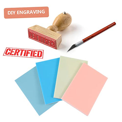 4pcs Double Layer Stamp Carving Blocks Soft Rubber Printmaking Kit for Crafts for Scrapbooking Invitations and Creative Projects