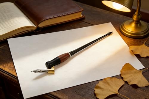 Wood Calligraphy Oblique Dip Pen Holder Set, Removable Nib Pen Handle with 5 Nibs for English Calligraphy Drawing Comic, Black - color: Black
