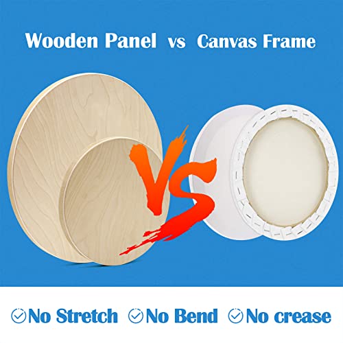 Falling in Art Unfinished Round Birch Wood Canvas Panels Kit, 4 Pack of 2 Sizes 8' and 12' Studio 3/4’’ Deep Cradle Boards for Pouring Art, Crafts, Painting, and More - size: 8'+12' round 2 PACK