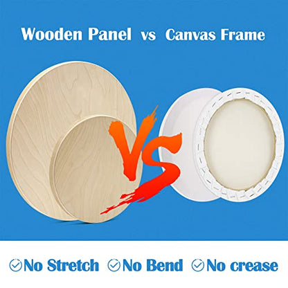 Falling in Art Unfinished Round Birch Wood Canvas Panels Kit, 4 Pack of 2 Sizes 8' and 12' Studio 3/4’’ Deep Cradle Boards for Pouring Art, Crafts, Painting, and More - size: 8'+12' round 2 PACK