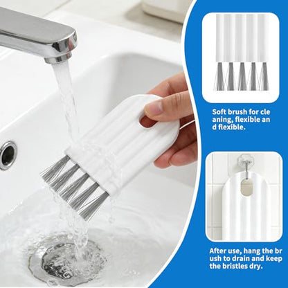 2PCS Flexible Gap Brush Multi-Use Crevice Cleaning Tool Keyboard, Dishwasher Air Gap Cleaning Tool for Cup Lids, Bottle Cap Grooves, Cushion Combs & Tight Spaces, White