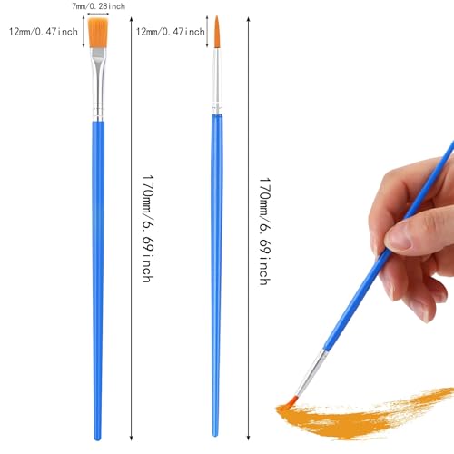 60 Pcs Paint Brushes,Round Flat Small Brush Bulk for Detail Painting - style: MIX(30Flat +30Round)