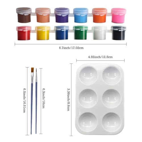 300 Pcs Mini Acrylic Paint Strips Set, 20 Pack 3ml 12 Colors Paint Bulk with 40pcs Brushes and 20 pcs Palettes, Adult Paint Set Waterproof Acrylic Paint Kit for Art Supplies