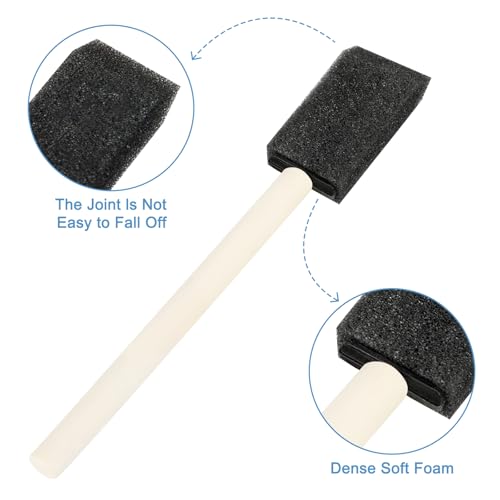 50Pcs Foam Paint Brushes, 1” Sponge Paint Brushes with Wood Handles, Foam Brushes for Painting Staining, Varnish, Touch Up