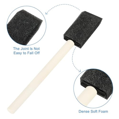 50Pcs Foam Paint Brushes, 1” Sponge Paint Brushes with Wood Handles, Foam Brushes for Painting Staining, Varnish, Touch Up