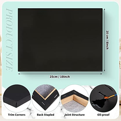 Thenshop 20 Pcs Black Canvas, Stretched Canvases for Painting, Blank Black Art Painting Supplies,8 oz Triple Primed 100% Cotton(8 x 10 Inch)