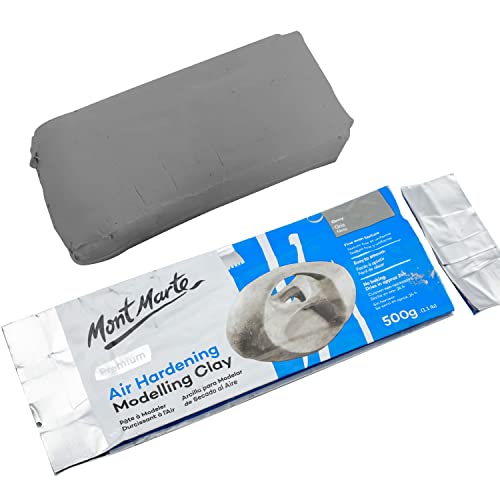 Mont Marte Grey Air Hardening Modeling Clay, 500g (1.1lb). Dries in Approximately 24 Hours. Suitable for Sculptors and Modelers of All Skill Levels. - color: Grey