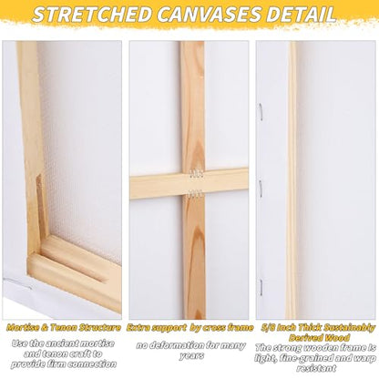 Pre Stretched Canvases for Painting 30x40 4 Pack Large Blank Canvas Boards for Acrylic Pouring and Oil Painting, 100% Cotton, 5-Time Gesso Primed - style: 30x40In-4 Pack