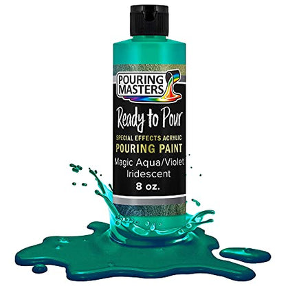 Pouring Masters Magic Aqua/Violet Iridescent Special Effects Acrylic Pouring Paint - Premium 8-Ounce Pre-Mixed Fluid Acrylic Paint - Fluid Art Supplies for Canvas, Wood, Paper, Tile & Rocks - color: Magic Aqua/Violet, size: 8 Fl Oz (Pack of 1)