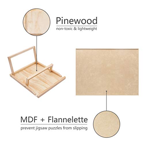 Becko US 1000-pc Jigsaw Puzzle Board with Bracket/Stand, Portable Jigsaw Puzzle Table with 2 Angle Adjustments, Premium Smooth Flannel Surface, for 1000 Piece Horizontal/Vertical Jigsaw Puzzles - size: 1000 Piece