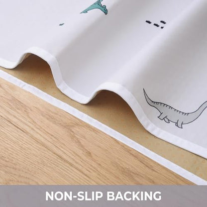 51” Baby Splat Mat for Under High Chair/Arts/Crafts, WOMUMON Washable Waterproof Anti-Slip Floor Splash Mat, Portable Wipeable Spill Mat and Table Cloth - color: Wonderful Dino