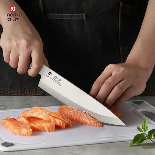 imarku Chef Knife 8-Inch Pro Japanese Kitchen Knife High-Carbon Stainless Steel Paring Knife Ergonomic Handle Rasor Sharp Single-Bevel Edge Gift for Men - color: Classic Black