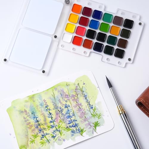 Fuumuui 24-Color Watercolor Paint Refill Set – Opaque Semi-Solid Pigments, Compatible with Travel Sketchbook, Ideal for Artists & Beginners Plein Air & Studio Sketching - style: Refill Paint-Medium