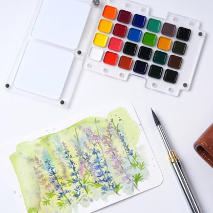 Fuumuui 24-Color Watercolor Paint Refill Set – Opaque Semi-Solid Pigments, Compatible with Travel Sketchbook, Ideal for Artists & Beginners Plein Air & Studio Sketching - style: Refill Paint-Medium