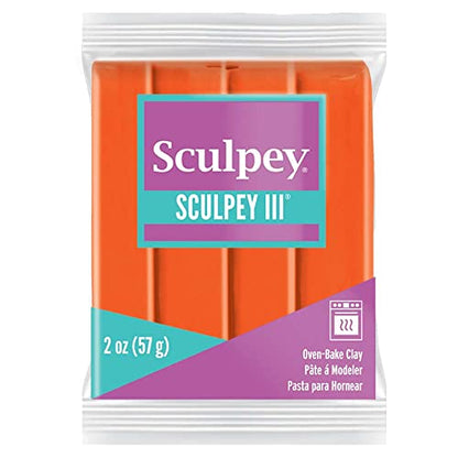 Polyform Sculpey III Polymer Oven-Bake Clay, Just Orange, Non Toxic, 2 oz. bar, Great for modeling, sculpting, holiday, DIY, mixed media and school projects.Great for kids & beginners!