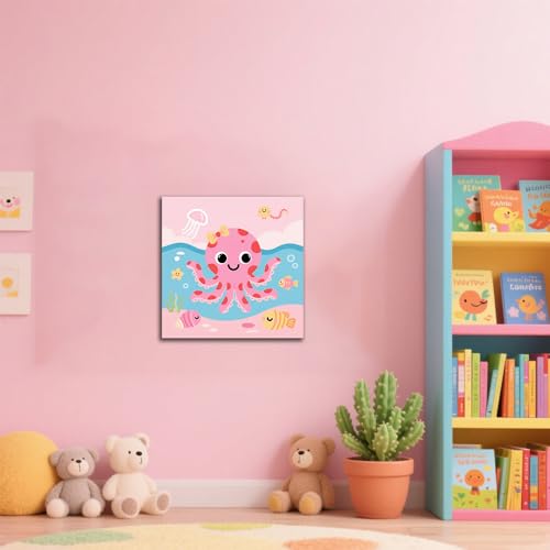 WEMEON Octopus Paint by Numbers Kit for Kids with Frame and Easel, Easy Paint by Numbers Kits for Kids Ages 4-6, Small Painting by Number for Birthday Gift, Painting Party(10X10inch) - color: DMBK-0007-US(10X10inch)