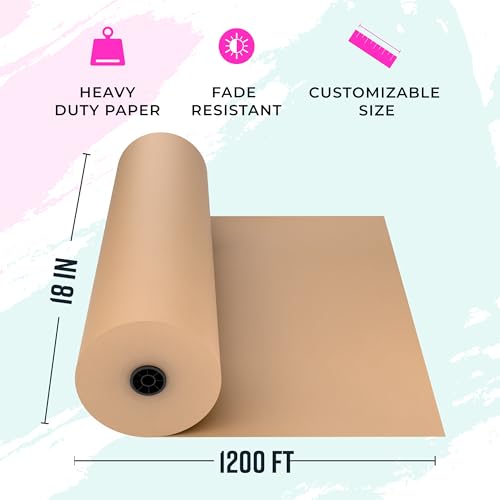 Bryco Goods Brown Packing Paper Roll 18" x 14,400" (1200ft) - Made in USA, Eco-Friendly Void Fill for Moving, Shipping & Box Cushioning - Sustainable, Recyclable, Kraft Paper Thickness - color: Brown, size: 18" x 1200'