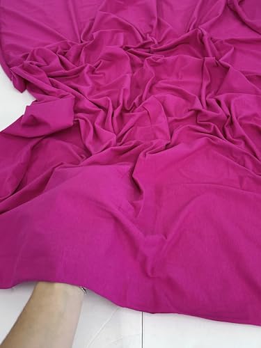 Cotton Jersey Spandex Fabric - Soft - Breathable - All Way Stretch Fabric - Medium Weight - Perfect Choice for Baby Grow, Tshirts, and Cotton Jersey Sheets - 58 Inches Wide - 1 Yard (Fuchsia) - color: Fuchsia