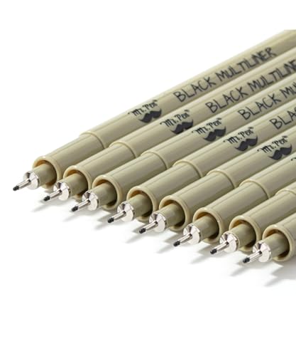Mr. Pen- 0.45mm Micro Fine Point Pens, 8 Pack, Black Ink, Waterproof | Acid-Free, No-Smear Quick-Dry Fineliner Pens for Drawing, Sketching, Bible Journaling, Outlines & Everyday Writing - color: Black, size: 0.45mm, 8 Pack