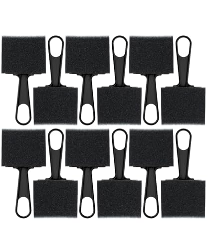 Bates 3-Inch Foam Paint Brushes, 12 Pack - Black Handle Sponge Brushes for Painting, Staining, and Mod Podge - color: Black Handle
