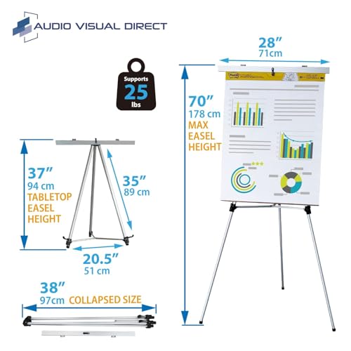 Lightweight Aluminum Flip-Chart Presentation Easel, Silver (4 Pack) - color: Silver, size: 4 Easels