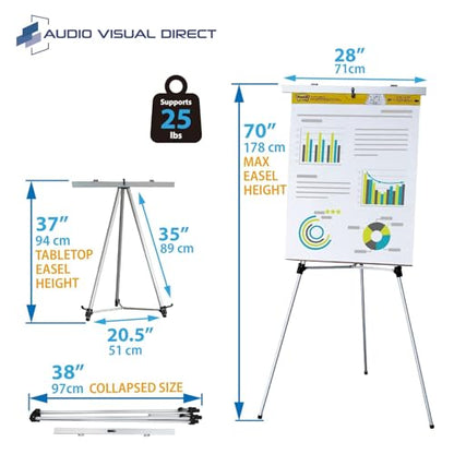 Lightweight Aluminum Flip-Chart Presentation Easel, Silver (4 Pack) - color: Silver, size: 4 Easels