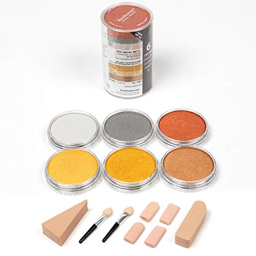 PanPastel Artist Pastels by GOLDEN, Metallic Colors Set, 6 Color, Professional Artist Pastels, Unique Pan Format (cake-like) - color: Metallics