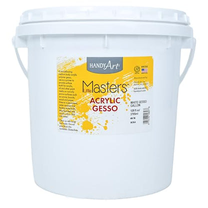 Handy Art Little Masters White Gesso, 1 Gallon (128 oz) Bulk, Acrylic Primer for Canvas, Wood & More, Made in USA, AP Non-Toxic, Allergy Friendly, Prepares Surfaces for Painting - size: 128 Fl Oz (Pack of 1)
