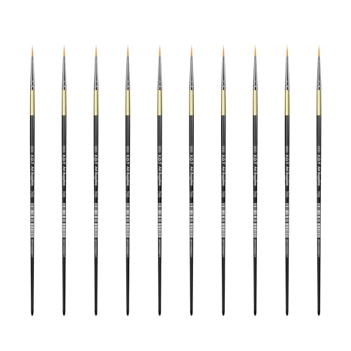 XDT#700 Miniature Detail Artist Paint Brush 10 Piece Set #000, Fine & Micro Detail Paints Brush for Painting, Acrylic Oil Watercolor - size: 10Pc Set