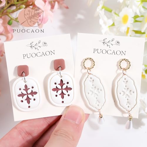 Puocaon Boho Polymer Clay Cutters - 12 Pcs Embossed Clay Cutters for Polymer Clay Earrings, Pendant Drop Dangle Earrings Design Clay Cutters Shape, Tile Decal Clay Jewelry Cutters