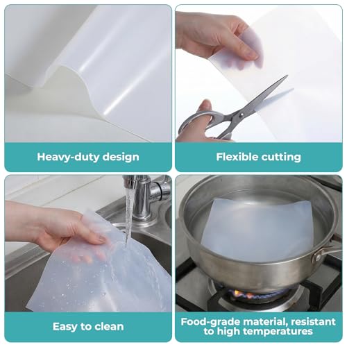 Extra Large Silicone Mat, 48” x 24” Kitchen Countertop Protector Mat Heat Resistant Non-Slip Table Pad, Food Grade Translucent Placemat for Cooking Baking Crafts