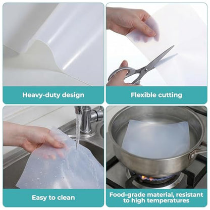 Extra Large Silicone Mat, 48” x 24” Kitchen Countertop Protector Mat Heat Resistant Non-Slip Table Pad, Food Grade Translucent Placemat for Cooking Baking Crafts