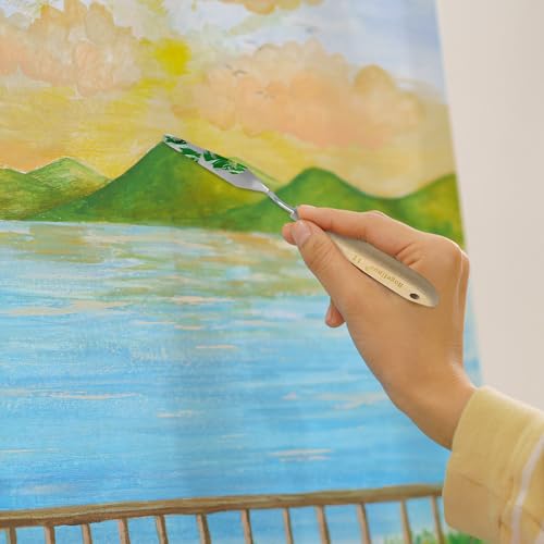 9 Pcs Paint Palette Knives for Painting, Stainless Steel Color Mixing Scraper Knife Set, Drawing Spatula Pallet Knife with Wooden Handle for Oil, Canvas, Acrylic Painting, Texture Art Supplies
