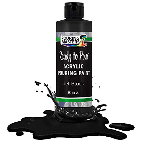 POURING MASTERS Jet Black Acrylic Ready to Pour Pouring Paint - Premium 8-Ounce Pre-Mixed Water-Based - for Canvas, Wood, Paper, Crafts, Tile, Rocks and More - color: Jet Black, size: 8 Fl Oz (Pack of 1)