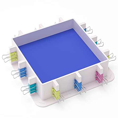 Nicpro Adjustable Molds Housing for Silicone & Resin Molds, Reusable Plastic Frame with Binder Clips & Double-Sided Tape for Soap & Candle Making