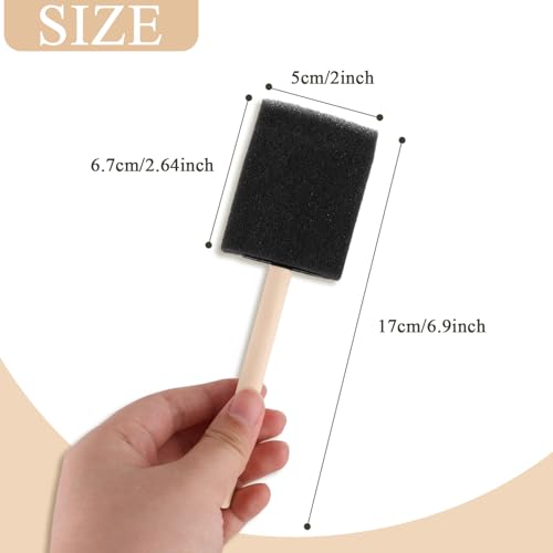 ZUFECY 10-Pack Sponge Brushes 2 Inch - Wood Handle Foam Paint Brushes for Staining, Craft, Varnishes & DIY Painting Projects