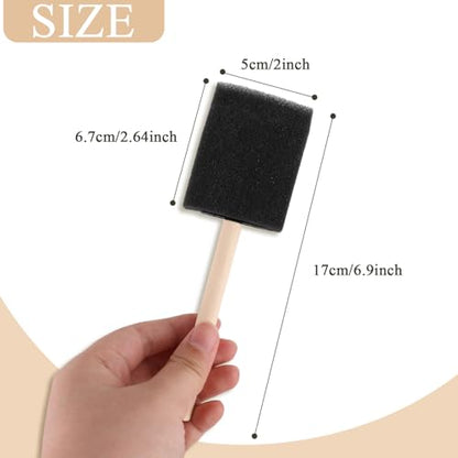 ZUFECY 10-Pack Sponge Brushes 2 Inch - Wood Handle Foam Paint Brushes for Staining, Craft, Varnishes & DIY Painting Projects