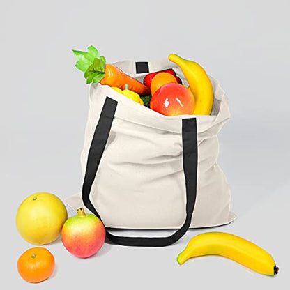 NPBAG 15 Pack 15'' X 16'' Natural Cotton Tote Bags, Lightweight Blank Bulk Cloth bags with 1pc of PTFE Teflon Sheet - color: Black Handle, size: Medium