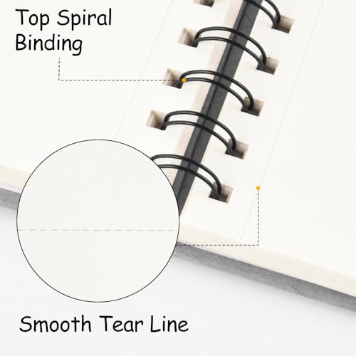 8.3x5.8 Sketch Book, Top Spiral Bound Sketch Pad, 60sheets 92lb/150gsm Nature White Paper, Acid-Free Mixed Media Paper for Painting, Dawing & Art Supplies. N-Grey - color: TopSpiral-NatureWhite-Grey