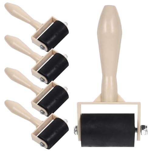 NIYANGLE 5 Pcs Printmaking Roller Brayer 1.96 Inch Plastic Ink Roller Set for Kids Stamping Painting Glue Application Smooth Ink and Glue Spreading for Craft Projects