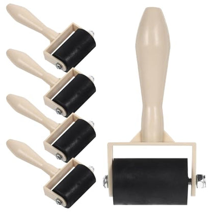 NIYANGLE 5 Pcs Printmaking Roller Brayer 1.96 Inch Plastic Ink Roller Set for Kids Stamping Painting Glue Application Smooth Ink and Glue Spreading for Craft Projects