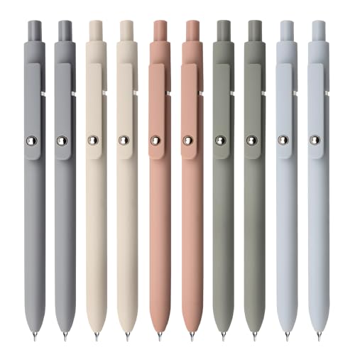 UIXJODO Gel Pens, 10Pcs 0.5mm Black Ink Pens Fine Point Smooth Writing Pens, High-End Series Retractable Pens for Journaling Note Taking, Cute Office School Supplies Gifts for Women (10 Pcs Morandi) - color: 10 Pcs Morandi
