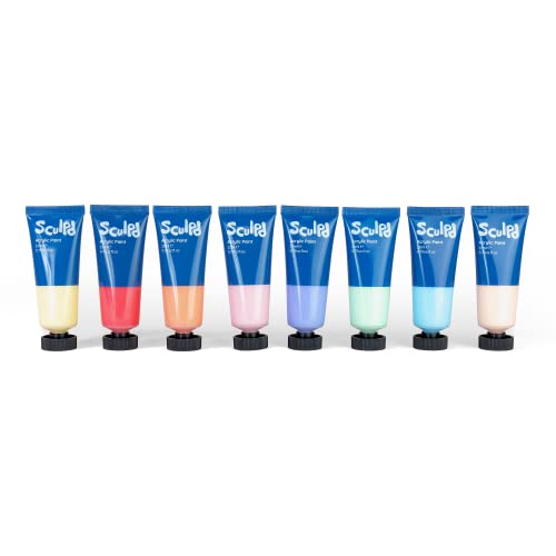 Sculpd Acrylic Paint Set, 8 x 22ml Tubes of Premium Coloured Acrylic, Heavy Body & Vibrant Colors, Paint on Air Dry Clay, Canvas, Ceramic, Fabric, Wood & More, Pastel Tones - color: Pastel Tones