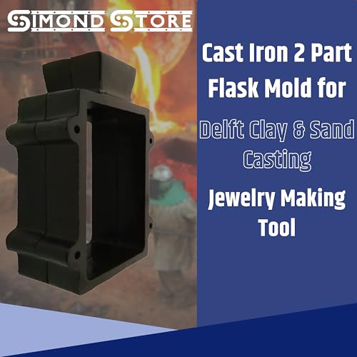 Simond Store 2 PC - Casting Sand Mold - Cast Iron Casting Flask Mold - 4 Located Pins Sand Casting Kit Used as Jewelry Casting Molds, Metal Casting Molds & Pewter Casting Molds - size: 2 Part Flask Mold Pack OF (2)