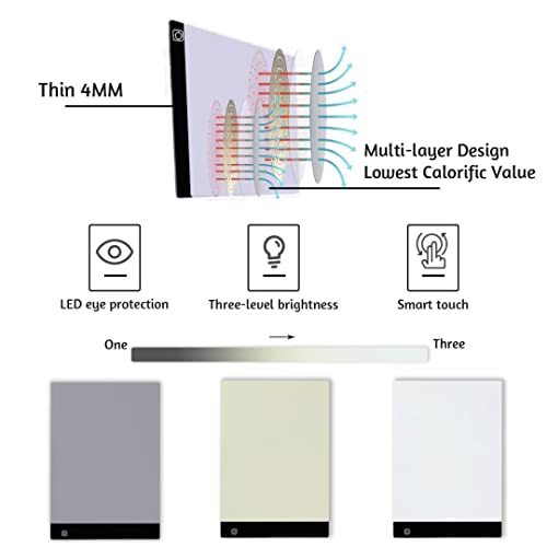 LIRUNQIU A2 Diamond Painting LED Light Pad Kit | Includes storage case, pens, stand, pad board. Ideal for adults, full drill diamond art. Complete 5D tool set. - size: A2 Led Pad