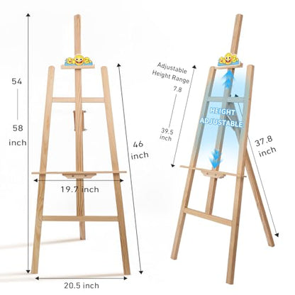 Wooden Easel Stand for Sign and Painting - Adjustable Artist Easel for Adults - Home & Wedding Display, Art Easel with Canvas Holder for Studio, Classroom - color: Primary Colour
