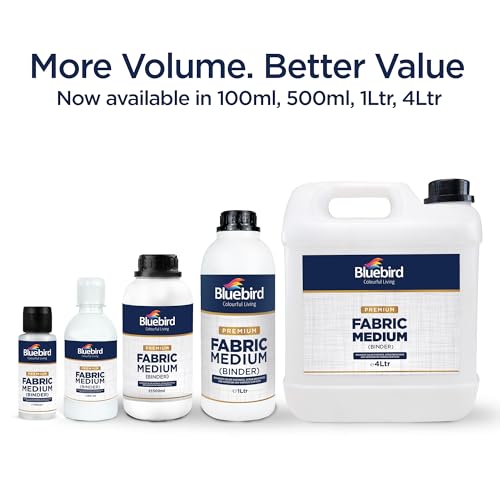 BLUEBIRD Fabric Medium - Textile Medium for Fabric Painting, Prevents Flaking, Ideal for Clothes, Accessories, and More (16.9 Fl Oz / 500 ML) - size: 16.9 Fl Oz (Pack of 1)